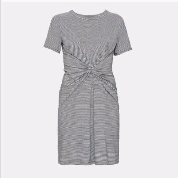 Theory Knotted Striped Pima Cotton Dress - Picture 3 of 6